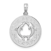De-Ani Sterling Silver Rhodium-Plated Port Aransas Circle with Dolphins Pendant