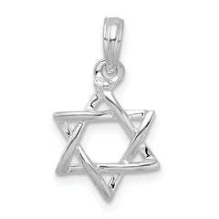 De-Ani Sterling Silver Rhodium-plated Polished 3D Cut-Out Star of David Pendant
