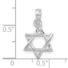 De-Ani Sterling Silver Rhodium-plated Polished 3D Cut-Out Star of David Pendant