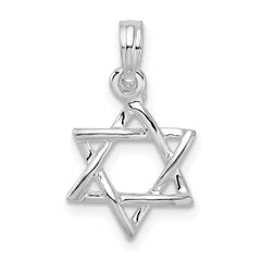De-Ani Sterling Silver Rhodium-plated Polished 3D Cut-Out Star of David Pendant