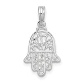 De-Ani Sterling Silver Rhodium-Plated Polished Cut-Out Hamsa Pendant