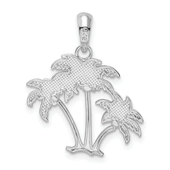 De-Ani Sterling Silver Rhodium-Plated Polished Palm Trees Pendant