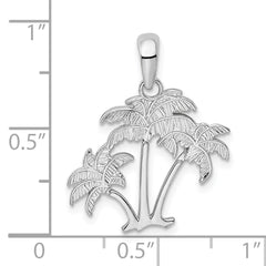 De-Ani Sterling Silver Rhodium-Plated Polished Palm Trees Pendant
