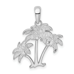 De-Ani Sterling Silver Rhodium-Plated Polished Palm Trees Pendant