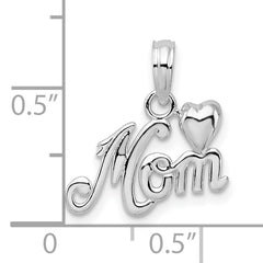 De-Ani Sterling Silver Polished Mom with Heart Pendant