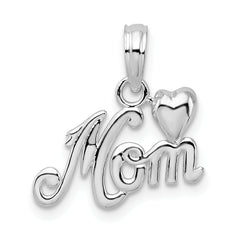De-Ani Sterling Silver Polished Mom with Heart Pendant