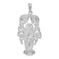De-Ani Sterling Silver Rhodium-Plated Polished Maine Lobster Pendant