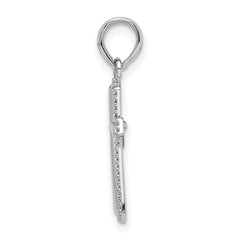 De-Ani Sterling Silver Rhodium-plated Polished Beaded Passion Cross Pendant