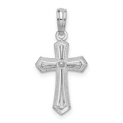 De-Ani Sterling Silver Rhodium-plated Polished Beaded Passion Cross Pendant