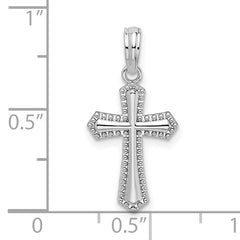 De-Ani Sterling Silver Rhodium-plated Polished Beaded Passion Cross Pendant
