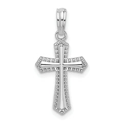 De-Ani Sterling Silver Rhodium-plated Polished Beaded Passion Cross Pendant