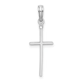 De-Ani Sterling Silver Rhodium-Plated Polished Thin Latin Cross Pendant