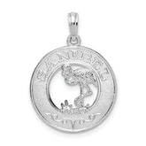 De-Ani Sterling Silver Rhodium-Plated Polished Sanibel Circle with Flamingo Pendant