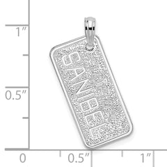 De-Ani Sterling Silver Rhodium-Plated Textured Florida Sanibel License Plate Pendant