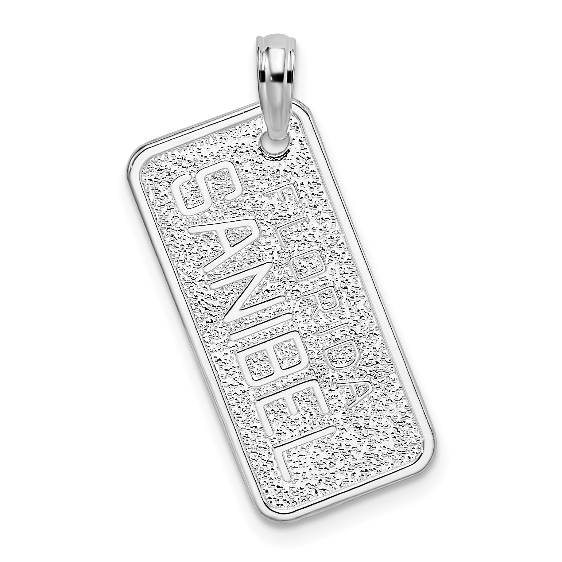 De-Ani Sterling Silver Rhodium-Plated Textured Florida Sanibel License Plate Pendant