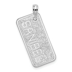 De-Ani Sterling Silver Rhodium-Plated Textured Florida Sanibel License Plate Pendant