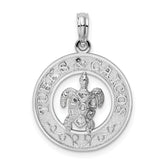 De-Ani Sterling Silver Rhodium-Plated Turks and Caicos Circle with Turtle Pendant