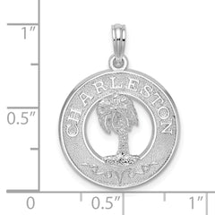 De-Ani Sterling Silver Rhodium-Plated Charleston Circle with Palm Tree Pendant