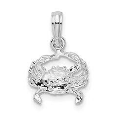 De-Ani Sterling Silver Rhodium-Plated Polished Blue Crab Pendant