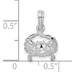 De-Ani Sterling Silver Rhodium-Plated Polished Blue Crab Pendant