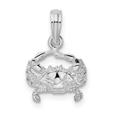 De-Ani Sterling Silver Rhodium-Plated Polished Blue Crab Pendant