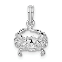 De-Ani Sterling Silver Rhodium-Plated Polished Blue Crab Pendant
