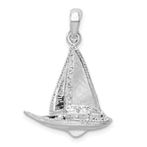 De-Ani Sterling Silver Rhodium-Plated Polished 3D Sailboat Pendant