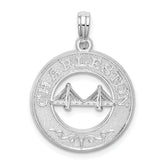 De-Ani Sterling Silver Rhodium-Plated Textured Charleston with Bridge Pendant