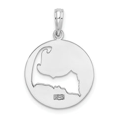 De-Ani Sterling Silver Rhodium-plated Polished Cape Cod Cut-Out Pendant