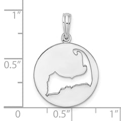 De-Ani Sterling Silver Rhodium-plated Polished Cape Cod Cut-Out Pendant