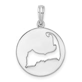 De-Ani Sterling Silver Rhodium-plated Polished Cape Cod Cut-Out Pendant