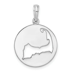 De-Ani Sterling Silver Rhodium-plated Polished Cape Cod Cut-Out Pendant