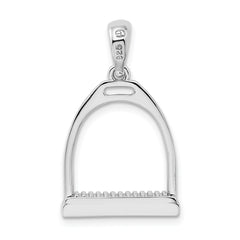 De-Ani Sterling Silver Rhodium-plated Polished 3D Large Horse Stirrup Pendant