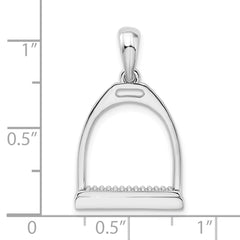 De-Ani Sterling Silver Rhodium-plated Polished 3D Large Horse Stirrup Pendant