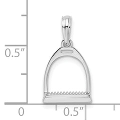 De-Ani Sterling Silver Rhodium-plated Polished 3D Horse Stirrup Pendant