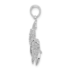 De-Ani Sterling Silver Rhodium-Plated Polished Moveable Lobster Pendant