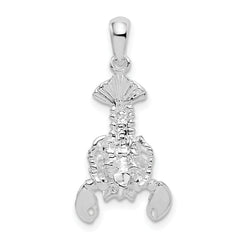 De-Ani Sterling Silver Rhodium-Plated Polished Moveable Lobster Pendant