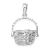 De-Ani Sterling Silver Rhodium-Plated Polished 3D Nantucket Basket Pendant
