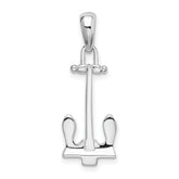 De-Ani Sterling Silver Rhodium-Plated Polished 3D Navy Anchor Pendant
