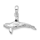 De-Ani Sterling Silver Textured 3D Killer Whale Pendant