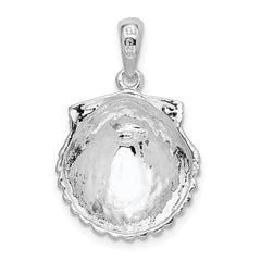 De-Ani Sterling Silver Rhodium-Plated Polished Scallop Shell Pendant