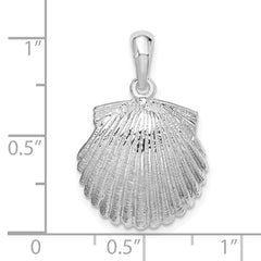 De-Ani Sterling Silver Rhodium-Plated Polished Scallop Shell Pendant