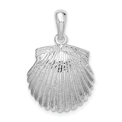 De-Ani Sterling Silver Rhodium-Plated Polished Scallop Shell Pendant