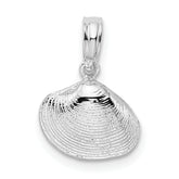 De-Ani Sterling Silver Rhodium-Plated Polished Clam Shell Pendant