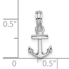De-Ani Sterling Silver Rhodium-plated Polished 3D Mini Anchor Pendant