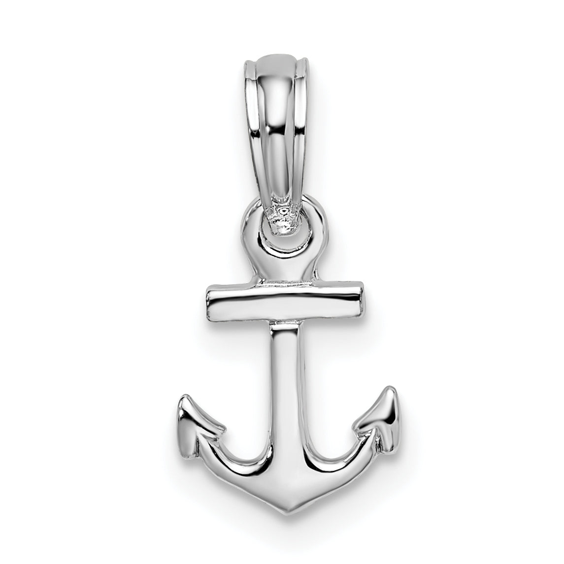 De-Ani Sterling Silver Rhodium-plated Polished 3D Mini Anchor Pendant