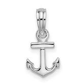 De-Ani Sterling Silver Rhodium-plated Polished 3D Mini Anchor Pendant