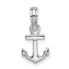 De-Ani Sterling Silver Rhodium-plated Polished 3D Mini Anchor Pendant