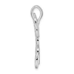 De-Ani Sterling Silver Rhodium-plated Diamond-Cut Cut-Out Butterfly Pendant