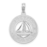 De-Ani Sterling Silver Rhodium-Plated Mystic Connecticut Circle with Sailboat Pendant